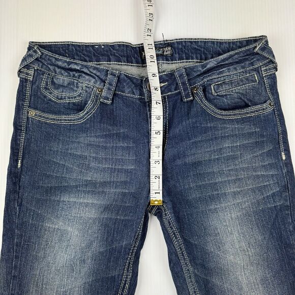 Royal Blue Jeans Women’s Size 13/30 Bootcut Low Rise Blue Denim Y2K Embroidered - Picture 10 of 11